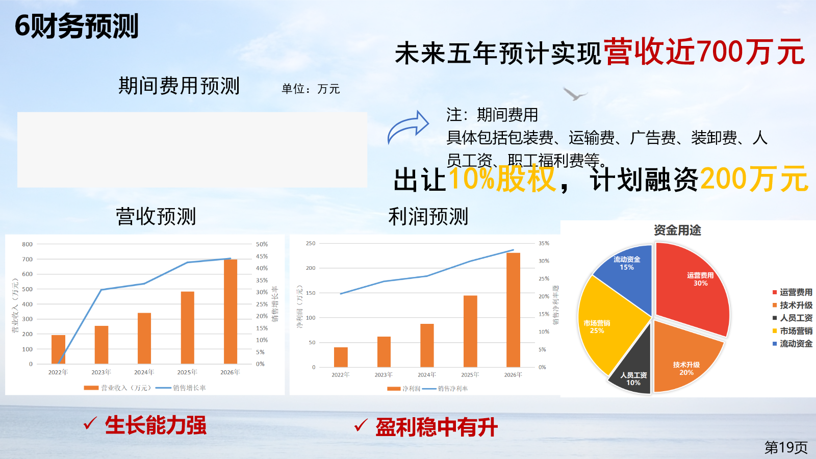 五年营收利润预测、融资计划与资金用途